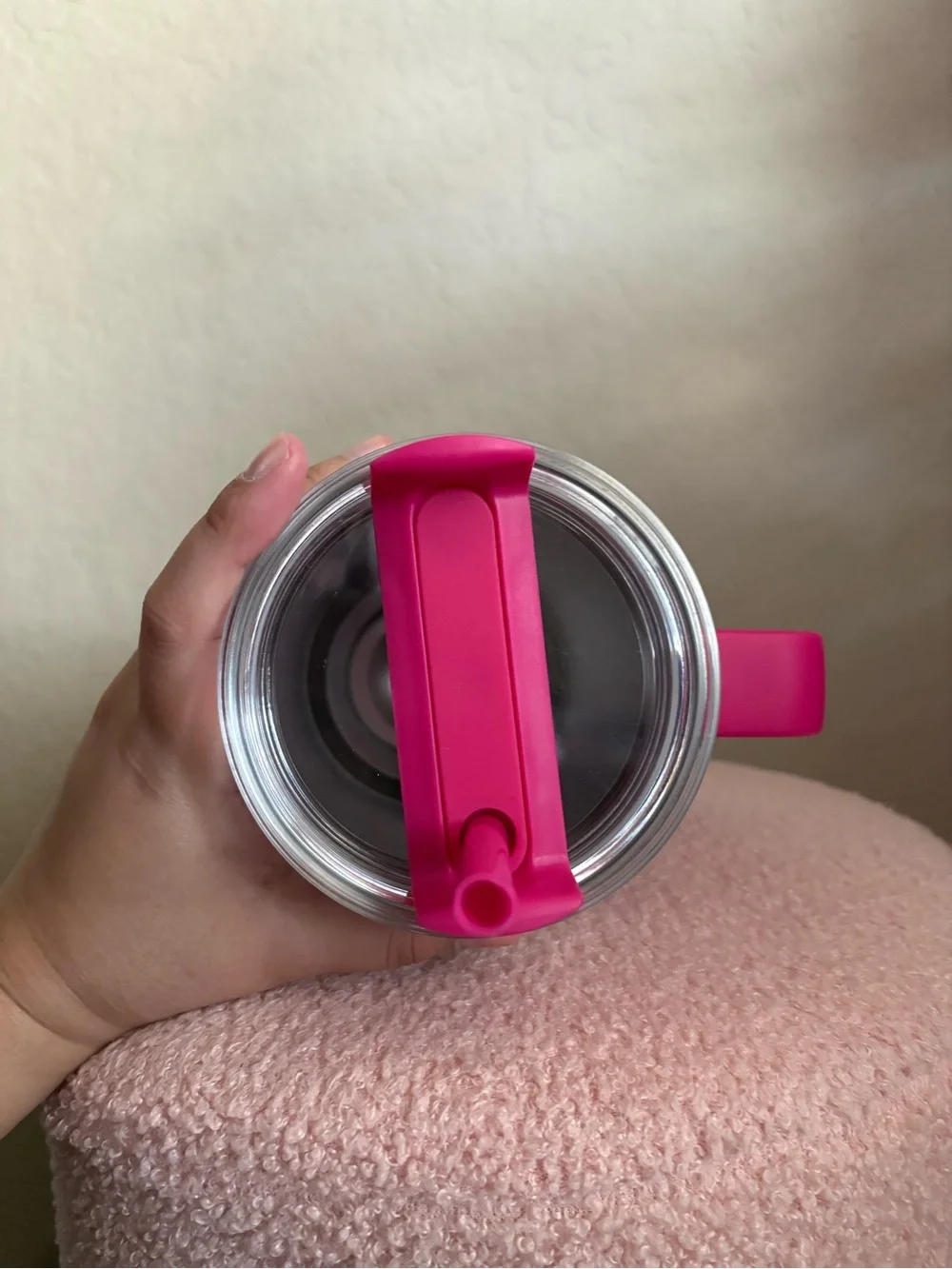 Stainless Steel 40oz Checkered Pink Tumbler with Handle and Straw